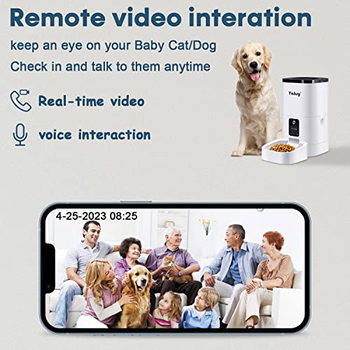 Yakry Automatic Dog Feeder with Camera - 6L/25 Cups Smart Cat Feeder with Timer 2-Way Audio HD 1080P Cam Night Vision - 2.4G WiFi Pet Food Dispenser with App Control C2