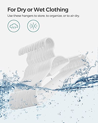 SONGMICS Plastic Hangers, 30 Pack Lightweight Space-Saving Hangers, Hangs up to 8 lb, Heavy-Duty Clothes Hangers for Coats, Pants, Dresses, White UCRP007W30