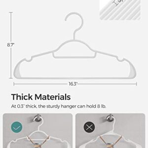 SONGMICS Plastic Hangers, 30 Pack Lightweight Space-Saving Hangers, Hangs up to 8 lb, Heavy-Duty Clothes Hangers for Coats, Pants, Dresses, White UCRP007W30
