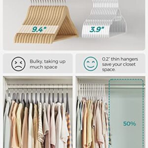 SONGMICS Plastic Hangers, 30 Pack Lightweight Space-Saving Hangers, Hangs up to 8 lb, Heavy-Duty Clothes Hangers for Coats, Pants, Dresses, White UCRP007W30