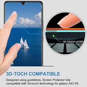 [3+3 Pack] Galaxy A42 Screen Protector with Camera Lens Protector, HD Tempered Glass Film, 9H Hardness, Anti Scratch, Easy Installation, Bubble Free, Screen Protector for Samsung Galaxy A42 5G