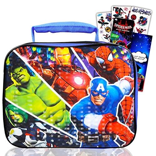 Marvel Shop Marvel Avengers Lunch Bag Set For Boys, Kids - Bundle with Avengers School Lunch Box With Spiderman Stickers And More (Avengers School Supplies)