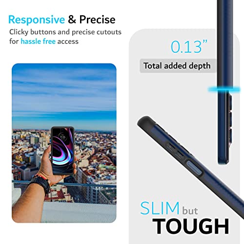TUDIA DualShield Designed for Motorola Edge 5G UW Case/Moto Edge 2021 Case, [Merge] Shockproof Military Grade Slim Heavy Duty Tough Dual Layer Protection for Moto Edge 5G UW Case - Indigo Blue