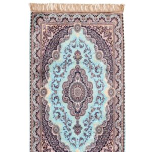 sacred artisans faÍth turkish prayer mats | ocean blue, soft prayer rug made from thick cotton & bamboo blend & fully gift ready