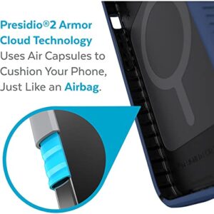 Speck Presidio2 Grip Case for Apple iPhone 13 Pro Polycarbonate,Shock-Absorbent Coastal Blue and Black Compatible w Mag Safe