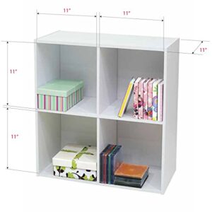 KB Designs - 4-Cube Bookcase, Unit Shelf, Storage Organizer, White