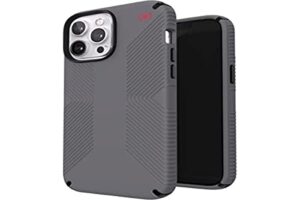 speck presidio2 grip case for apple iphone 13 pro- polycarbonate,shock-absorbent, graphite grey and black