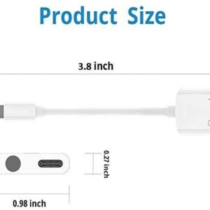 [Apple MFi Certified] 2 Pack Lightning to 3.5mm Headphone Jack Adapter 2 in 1 iPhone Headphones Adapter Charger and Aux Audio Splitter for iPhone 14/13/12/11/XS/XR/X/8/7 Charging+Music Control