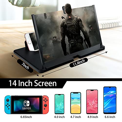 14 inch Black Phone Magnifying Screen Best Thin Foldable Mobile Phone Stand with 3D Screen Magnifier 2022 Newest Version Projector for Movie Cell Phone Screen Amplifier Compatible All Smartphones