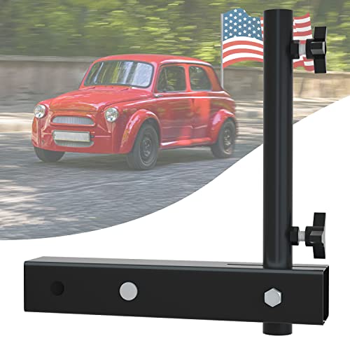 ERYTLLY Hitch Flag Pole Holder, Flag Pole for Truck Jeep SUV Rv Pickup Car Trailer Camper Trailer Universal for Standard Hitch Truck Flag Mount with Anti-Wobble Screw (Black)