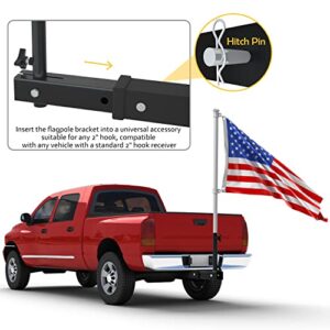 ERYTLLY Hitch Flag Pole Holder, Flag Pole for Truck Jeep SUV Rv Pickup Car Trailer Camper Trailer Universal for Standard Hitch Truck Flag Mount with Anti-Wobble Screw (Black)