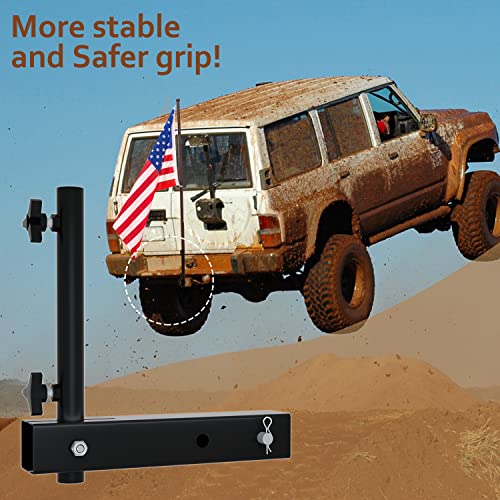 ERYTLLY Hitch Flag Pole Holder, Flag Pole for Truck Jeep SUV Rv Pickup Car Trailer Camper Trailer Universal for Standard Hitch Truck Flag Mount with Anti-Wobble Screw (Black)