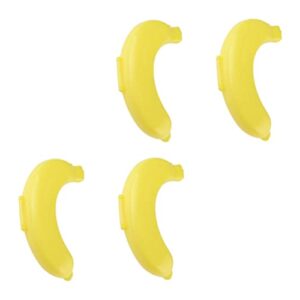 cabilock plastic 4pcs banana saver cute banana case outdoor lunch fruit storage box- suitable for cchool office picnic and travel yellow banana storage box