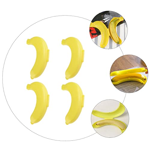 Cabilock Plastic 4Pcs Banana Saver Cute Banana Case Outdoor Lunch Fruit Storage Box- Suitable for Cchool Office Picnic and Travel Yellow Banana Storage Box