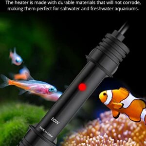NICREW Aquarium Heater, Temperature Adjustable Fish Tank Heater with Wired Controller, Submersible Thermostat for Saltwater and Freshwater, Suitable for 5-10 Gallon Tanks, 50W