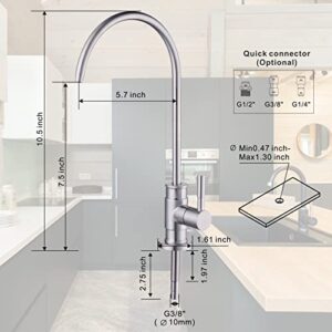 Drinking Water Faucet Brushed Nickel,Wellup Reverse Osmosis Faucet for Non Air Gap RO Water Filtration System, Lead-Free Stainless Steel Kitchen Water Filter RO Faucet for Kitchen Bar Sink…