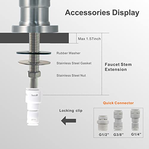 Drinking Water Faucet Brushed Nickel,Wellup Reverse Osmosis Faucet for Non Air Gap RO Water Filtration System, Lead-Free Stainless Steel Kitchen Water Filter RO Faucet for Kitchen Bar Sink…