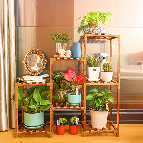 Bonviee Corner Plant Stand Indoor, 5 Tier 7Potted Plant Shelf for Multiple Plants Indoor Outdoor, Corner Plant Stand Flower Holder for Garden, Window, Balcony and Living Room-7 Potted