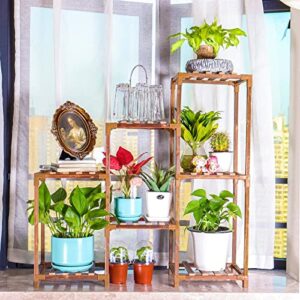 Bonviee Corner Plant Stand Indoor, 5 Tier 7Potted Plant Shelf for Multiple Plants Indoor Outdoor, Corner Plant Stand Flower Holder for Garden, Window, Balcony and Living Room-7 Potted