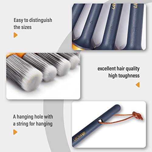 LitOrange Car Detailing Brush Set- 5 PCS Different Sizes PET&PPT Mixed ​Fiber Plastic Handle Automotive Detail Brushes for Cleaning Interior, Exterior, Wheels, Rims and Leather