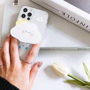 ONLYOU GRIPTOK Phone Grip Holder Hand Korea Simple Cute Stylish Smartphone Stand Design Cloud Cloud Unique (White)