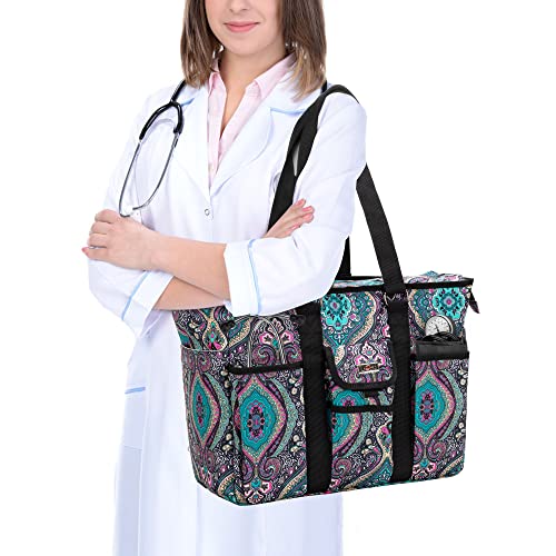 LoDrid Nurse Bag with Bottom Pad, Large Home Health Nurse Bag, Medical Assistant Bag with Multiple Pockets Features, Nurse Equipment Bag for Work, Totem, Bag Only