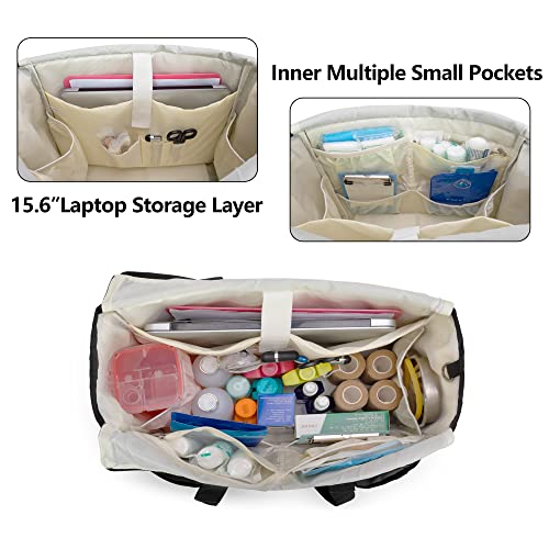 LoDrid Nurse Bag with Bottom Pad, Large Home Health Nurse Bag, Medical Assistant Bag with Multiple Pockets Features, Nurse Equipment Bag for Work, Totem, Bag Only