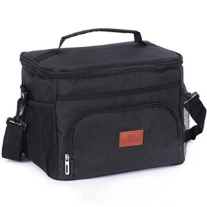 large cooler bag insulated lunch bag reusable soft cooling tote bag for men & women with 24-can (15l)(black)