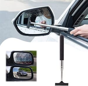 portable retractable rear-view mirror wiper, length up to 98cm, car snow scraper and brush shovel, waterproof anti-fog glass mirror cleaning supplies (black)
