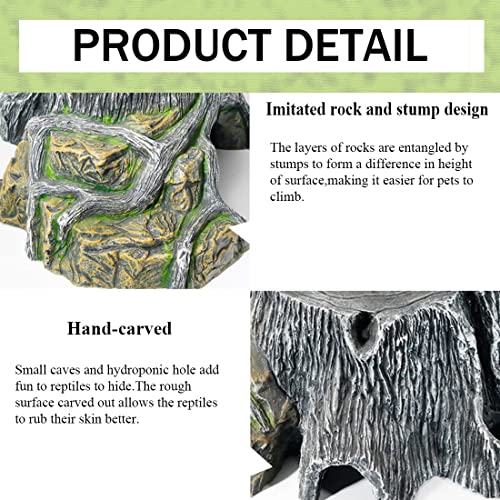 Hamiledyi Reptile Hideout Cave Resin Rock Lizard Hideout Cave Amphibians Hideaway Reptile Habitat Decoration for Lizards Chameleons Geckos Frogs Turtles Snakes