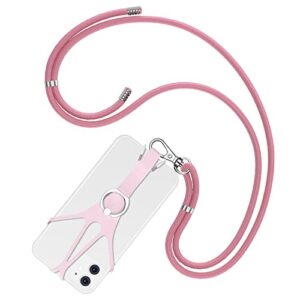 takyu universal phone lanyard leash with ring holder, adjustable phone strap loop holder (pink)