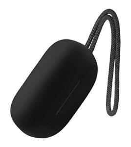 geiomoo silicone carrying case compatible with jbl reflect mini nc, portable scratch shock resistant cover with carabiner (black)