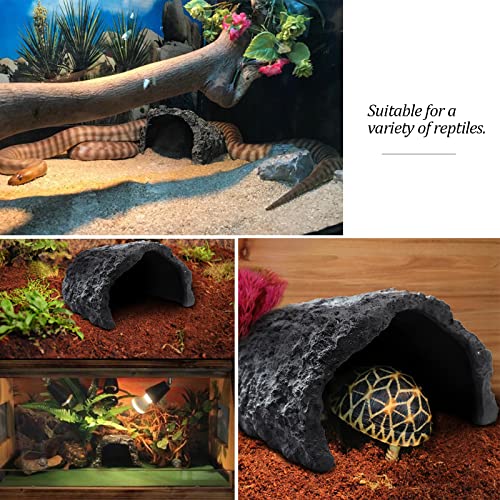 NOMAL Reptile Rock Hide Cave Large Reptile Habitat Turtle Hideouts Cave for Lizards Bearded Dragon Leopard Gecko Snake Amphibians Fish, black (ns-01)