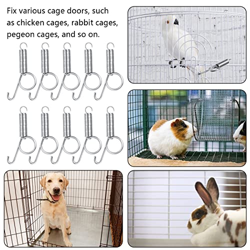 20 Pieces Spring Door Latch for Rabbit Cages Door Metal Finger Spring Latch Hook for Fixing Pet Wire Cage Rabbit Birds Bunny Rodents Guinea Pig Hamster Parrot Hedgehog Cage Door (2.87 x 0.9 Inch)