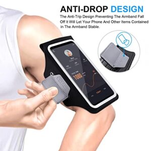 GUZACK Running Armband for iPhone 15 14 13 12 11 Pro Max/14 Plus/XR/XS/X, Galaxy S23/S22/S21, with Airpods Pouch Card Slot & Key Pockets, Sports Arm Bands Cell Phone Holder Fit Up to 6.9 Inches Phone