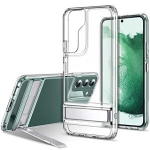 esr metal kickstand case compatible with samsung galaxy s22 plus (6.6 inch) (2022), versatile patented kickstand, crystal clear scratch-resistant back cover, clear