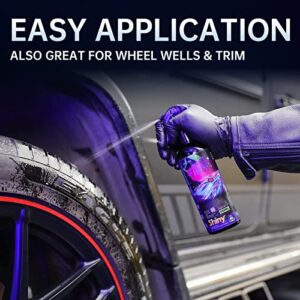 PHILISN Tire Shine Spray Kit - Automotive Clear Coat Dressing for Rubber, Vinyl & Plastic Protectant | Deep Black Finish Non Greasy Car Detailing | with Applicator Pad