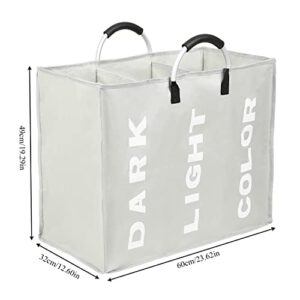 Kavolet 3 Sections Collapsable Laundry Baskets, Laundry Hamper with Alloy Handle, Clothes Basket Sorter Storage Bag, Dirty Clothes Storage Baskets, for Bedroom, Closet, Bathroom, Colleg, 23*12*19IN