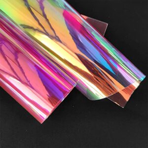 10 Pieces A4 Holographic Clear PVC Fabric Iridescent Transparent Vinyl Mirrored Foil Laser Crafts Fabric for Sewing Crafts DIY Bows Jewlery Making, 30X21CM