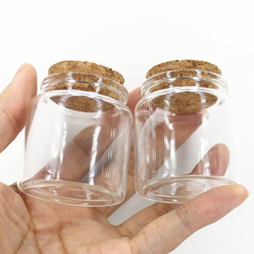 Bottlemaxjar 12pcs Small Glass Bottle Stopper 50ml Vials Glass Jars with Cork Storage Decorative Bottle 31x47x50mm(1.22x1.85x1.96inch), Diameter: 47mm, Height: 50mm, Opening: 31mm