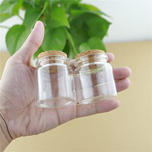 Bottlemaxjar 12pcs Small Glass Bottle Stopper 50ml Vials Glass Jars with Cork Storage Decorative Bottle 31x47x50mm(1.22x1.85x1.96inch), Diameter: 47mm, Height: 50mm, Opening: 31mm