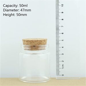 Bottlemaxjar 12pcs Small Glass Bottle Stopper 50ml Vials Glass Jars with Cork Storage Decorative Bottle 31x47x50mm(1.22x1.85x1.96inch), Diameter: 47mm, Height: 50mm, Opening: 31mm