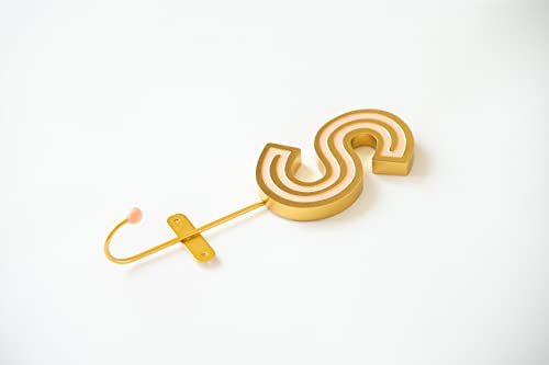 COLLECTIVE HOME - Monogram Wall Hooks, Wall Mounted Hooks for Hanging, Wood Letters for Wall Decor, Home-Bedroom-Livingroom Gold Decor, Decorative Wall Hangers for Coat, Scarf, Bag(S)