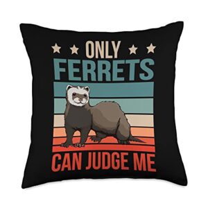 funny ferret gifts & accessoires can judge me pet owner ferret throw pillow, 18x18, multicolor