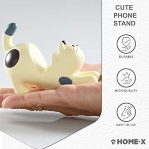 Home-X Cat Phone Stand, Cute Desktop Smartphone Holder, Vertical or Horizontal, Universal Cell-Phone Stand, Cream with Spots