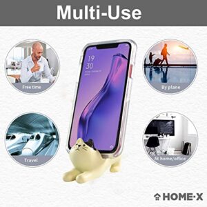 Home-X Cat Phone Stand, Cute Desktop Smartphone Holder, Vertical or Horizontal, Universal Cell-Phone Stand, Cream with Spots