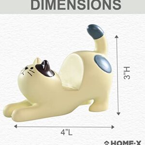 Home-X Cat Phone Stand, Cute Desktop Smartphone Holder, Vertical or Horizontal, Universal Cell-Phone Stand, Cream with Spots