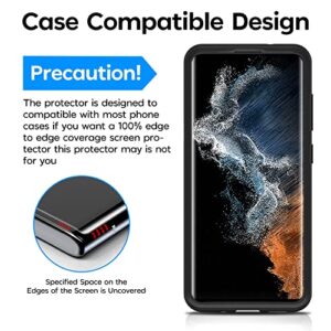 Mowei [3-Pack] for Galaxy S22 Ultra Screen Protector [Fully Support Fingerprint & S Pen] 3D Curved Tempered Glass for Samsung S22 Ultra 5G [Impact & Scratch Protection]