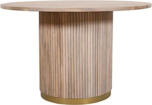 meridian furniture oakhill collection modern | contemporary white oak finish dining table, 48" w x 48" d x 30" h, natural