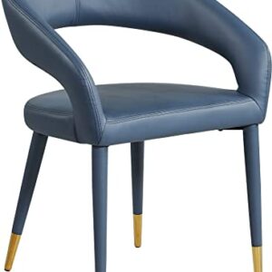 Meridian Furniture Destiny Collection Modern | Contemporary Faux Leather Upholstered Rounded Back Dining Chair, 23" W x 23" D x 31.5" H, Navy